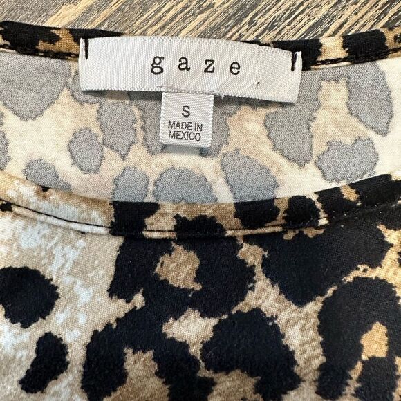 GAZE long Sleeve leopard print top pattern size small - Picture 3 of 4